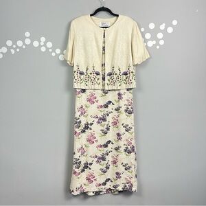 Vintage Sarah Elizabeth Floral 2PC Dress Set Size 8